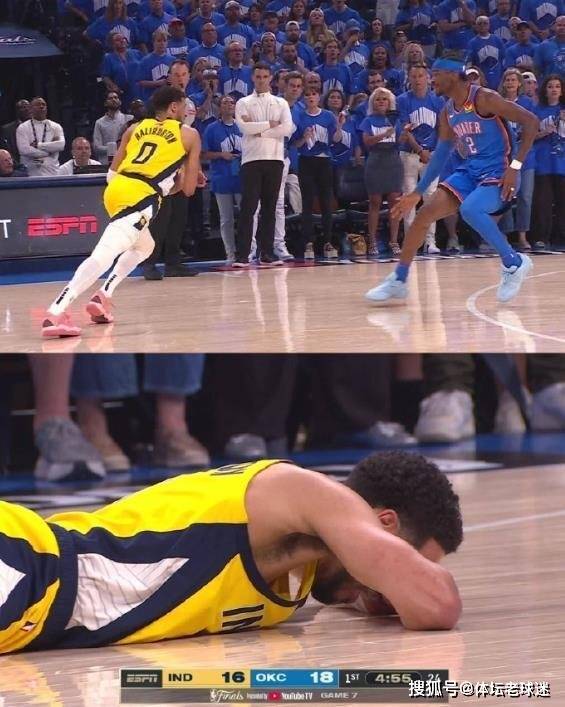 0号诅咒？三分焰火后的跟腱悲鸣，哈利伯顿泪洒总决赛抢七大战